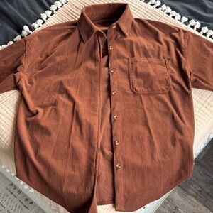 Brown Corduroy Button-Up Shirt/Shacket